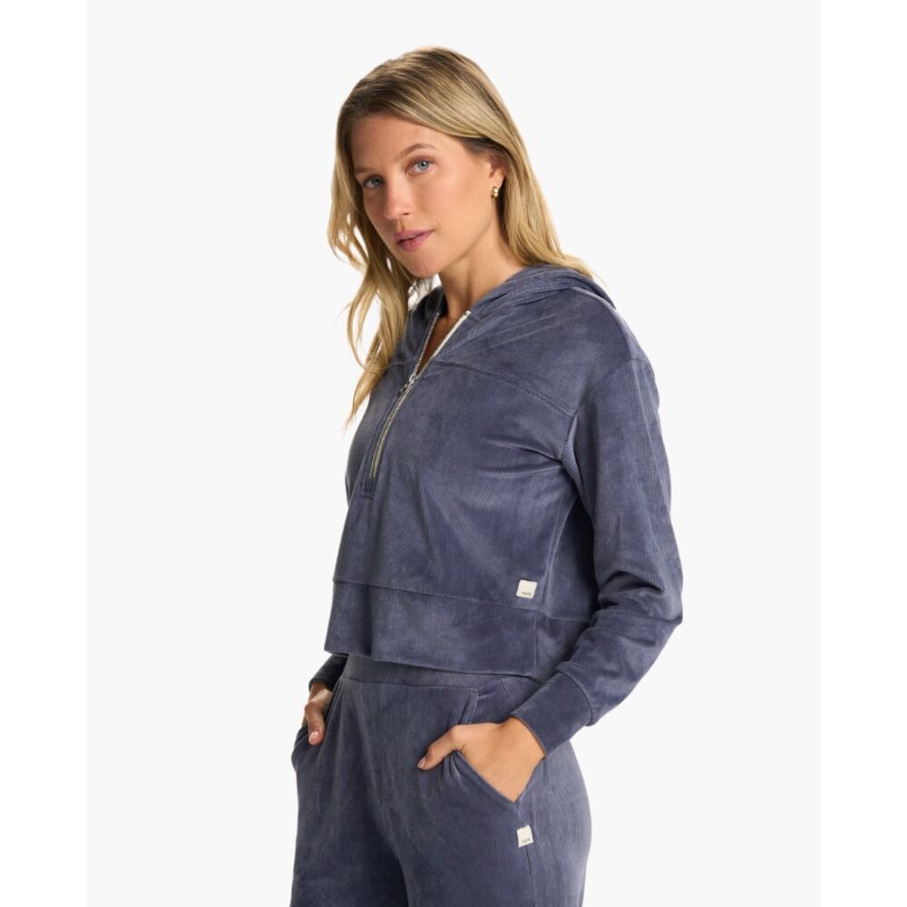 Vuori haven 1/2 zip hoodie azure blue - size medium